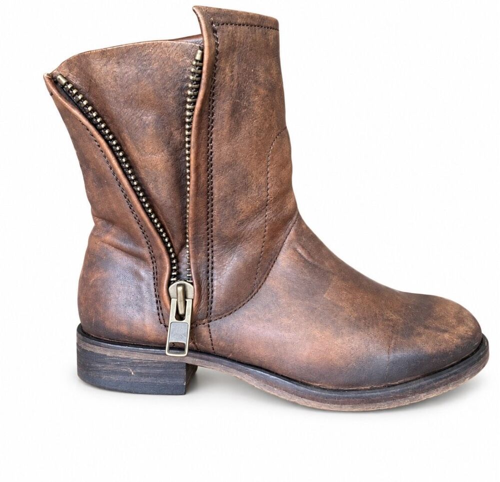 Hinge Sheldon Women’s Brown Leather Moto Boots Size 6.5